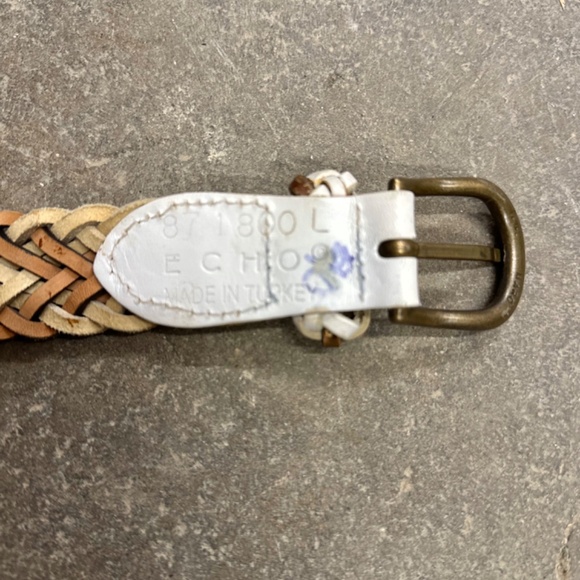 Vintage Bronze & Cream Braided Leather Belt by Echo - Picture 3 of 3